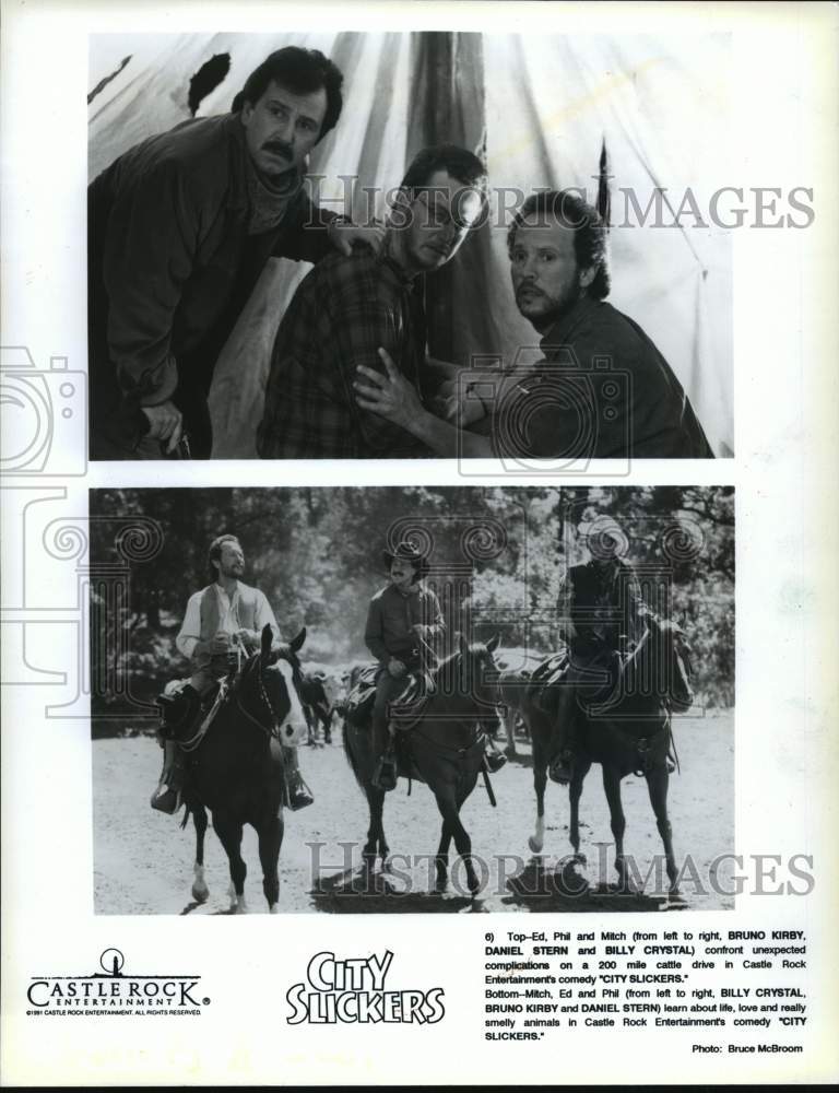 1991, Billy Crystal, Bruno Kirby and Daniel Stern In 'City Slickers' - Historic Images