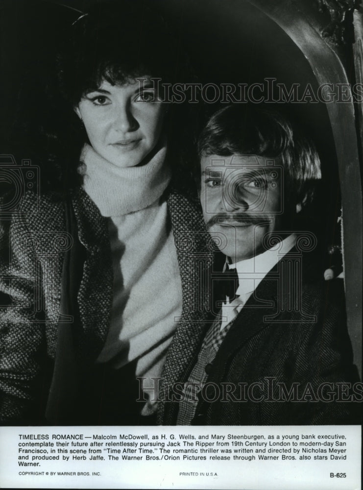 1983 Press Photo Malcolm McDowell and Mary Steenburgen in &quot;Time After Time&quot;- Historic Images