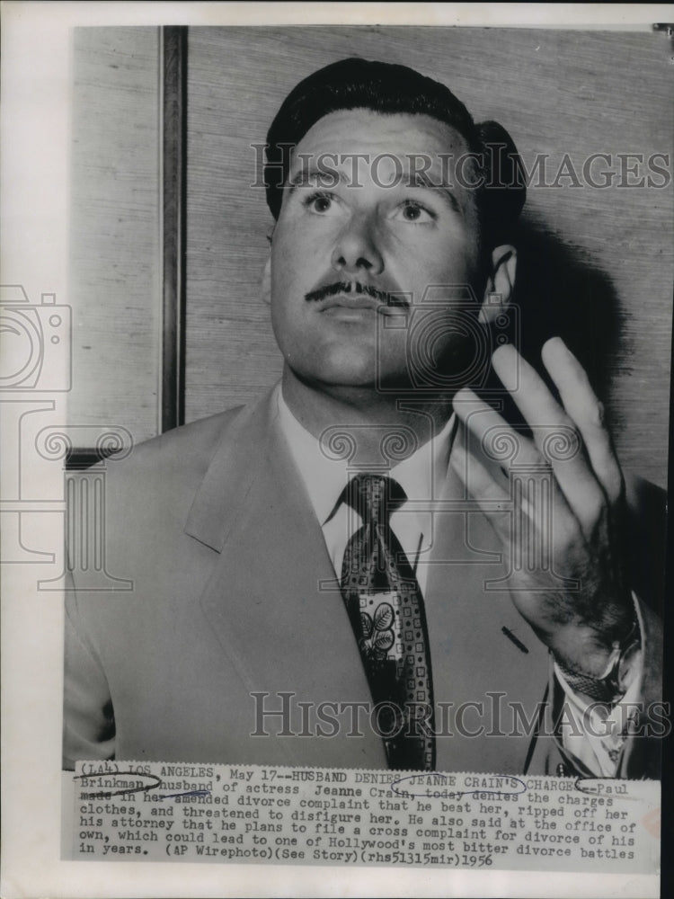 1956 Press Photo Portrait of Paul Brinkman, Husband of Actress Jeanne Crain - Historic Images