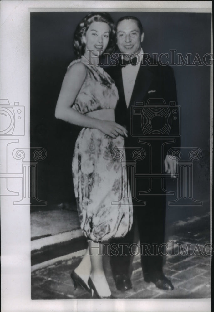 1958 Press Photo Linda Christian, Actress, with Dirceu Fontoura, Fiance-Historic Images