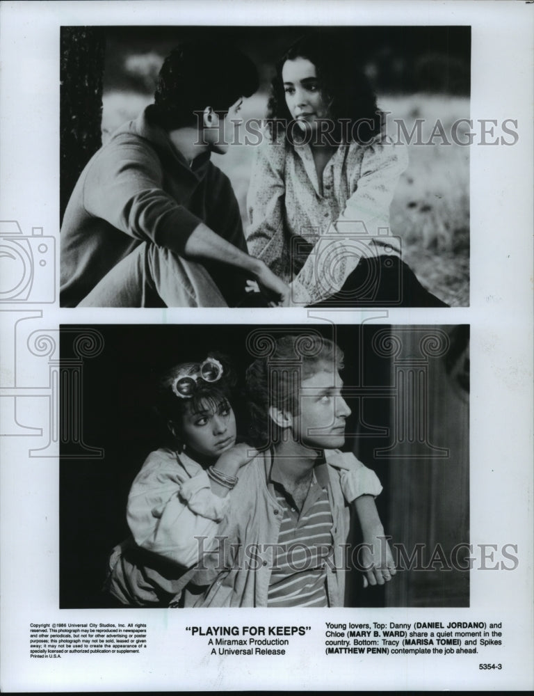 1986 Press Photo Scenes from &quot;Playing for Keeps&quot; - mjp07976 - Historic Images