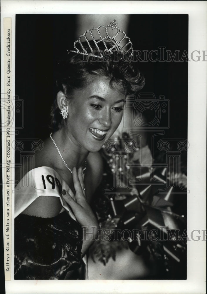 1990 Press Photo Kathryn Rice crowned 1990 Fairest of the Fair in Waukesha.- Historic Images