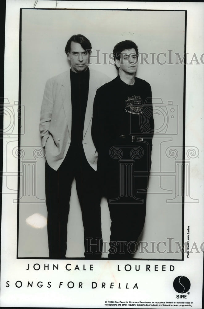 1990 Press Photo John Cale &amp; Lou Reed team up to record &quot;Songs for Drella&quot; - Historic Images