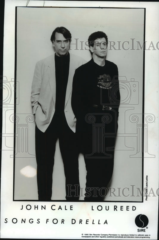 1990 Press Photo John Cale & Lou Reed team up to record "Songs for Drella" - Historic Images