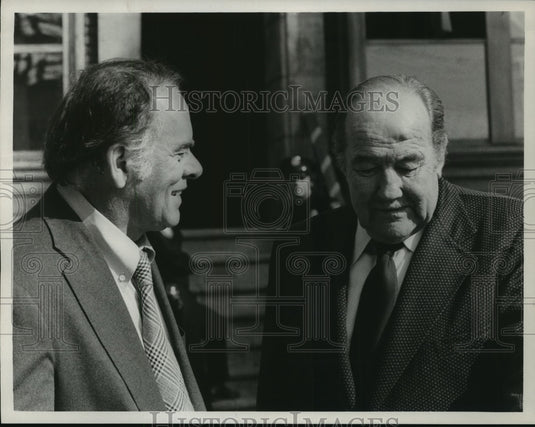 1974 Press Photo John Ireland, Broderick Crawford in "The Phantom of Hollywood"-Historic Images