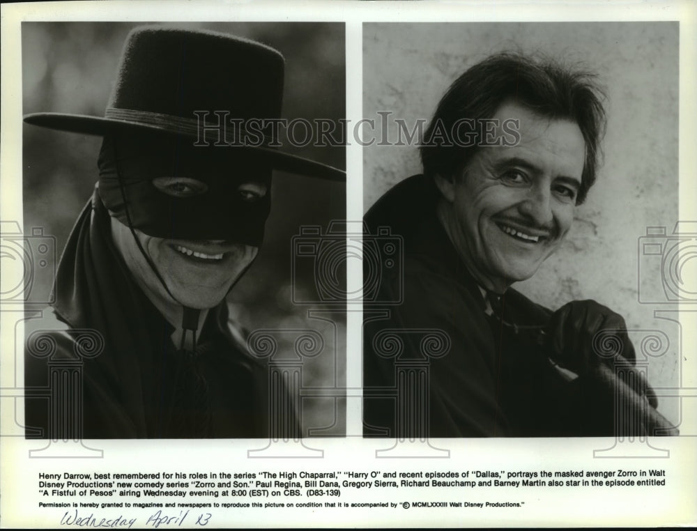 1983 Henry Darrow as &quot;Zorro&quot; with mask on and off-Historic Images