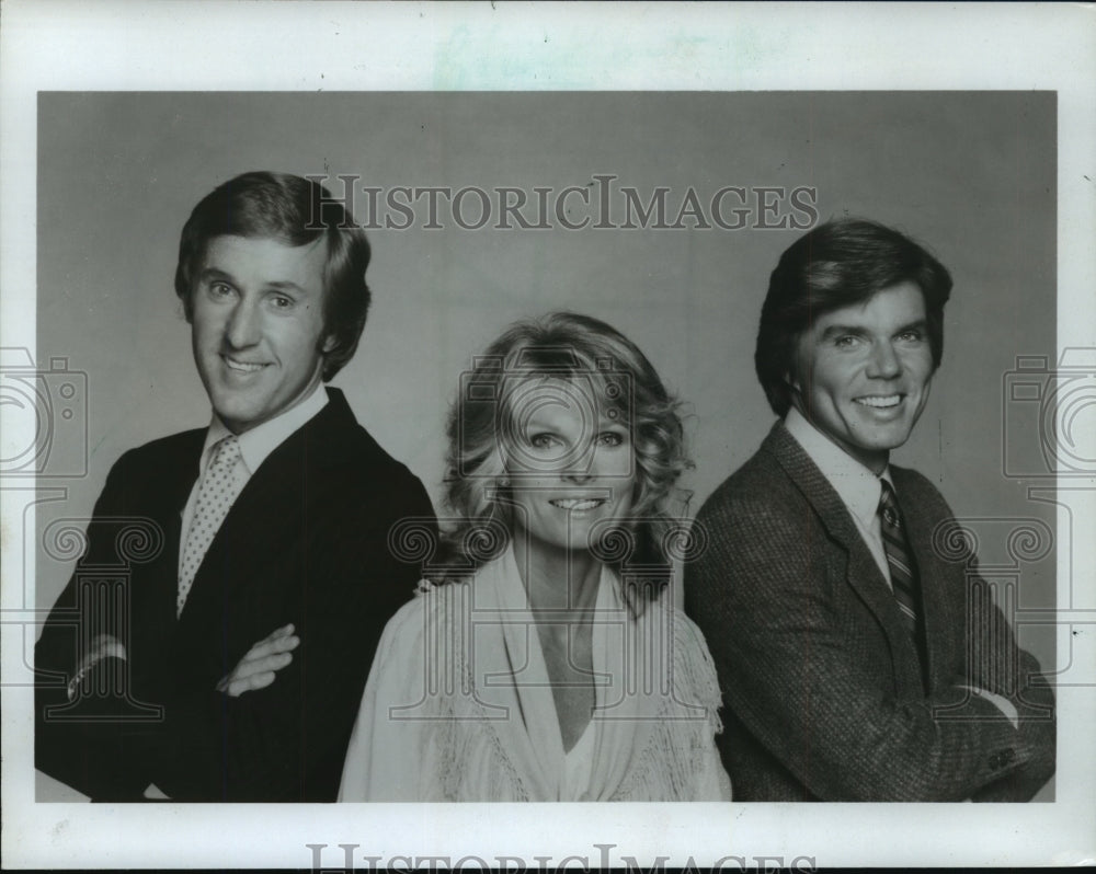 1983 Press Photo Fran Tarkenton, Cathy Lee Crosby, and John Davidson - mjp08512 - Historic Images