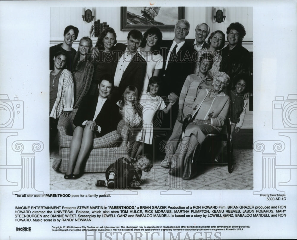 1989, Steve Martin and cast of Universal City Studios "Parenthood." - Historic Images