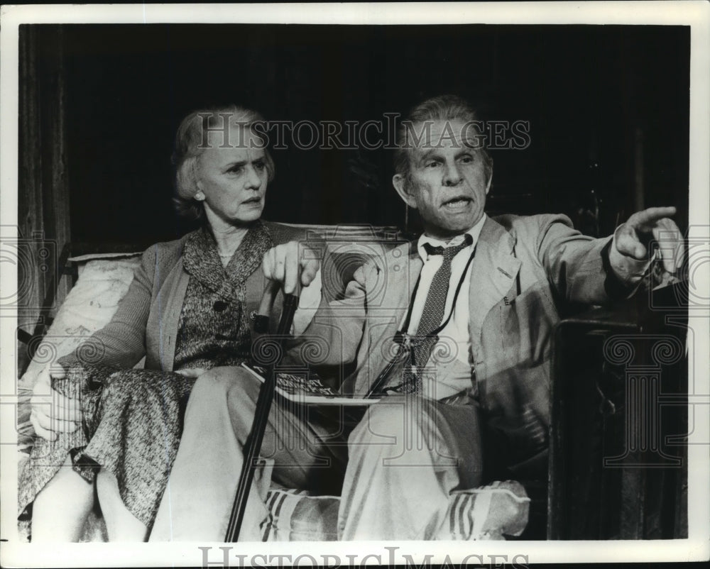 1979, Jessica Tandy and Hume Cronyn in The Gin Game by D.L. Coburn. - Historic Images