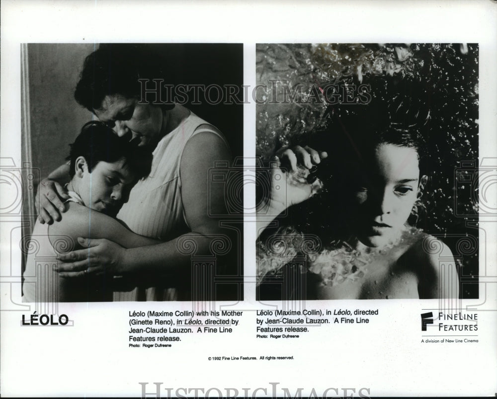 1993 Press Photo Maxime Collin plays Leolo with Ginette Reno in "Leolo." - Historic Images