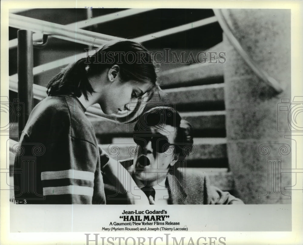 1986, Myriem Roussel and Thierry Lacoste in "Hail Mary." - mjp08764 - Historic Images