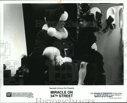1994 Press Photo Richard Attenborough and Mara Wilson in Miracle on 34th Street - Historic Images