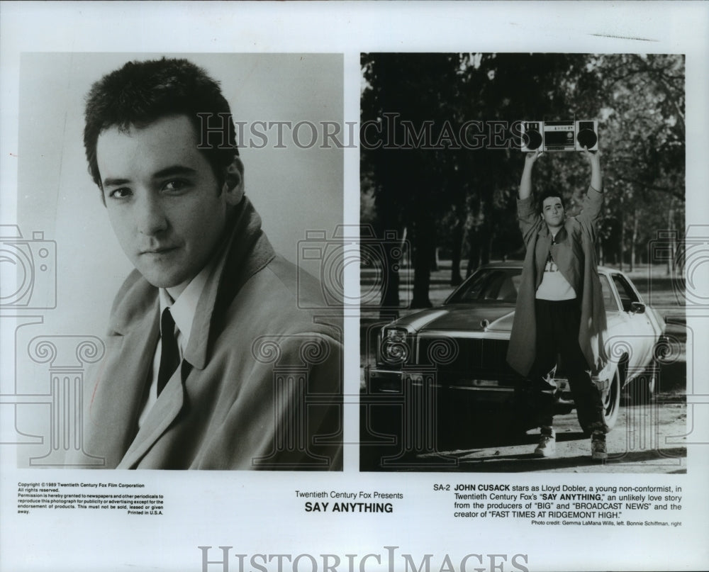 1989 Actor John Cusack as Lloyd Dobler in "Say Anything" Movie-Historic Images