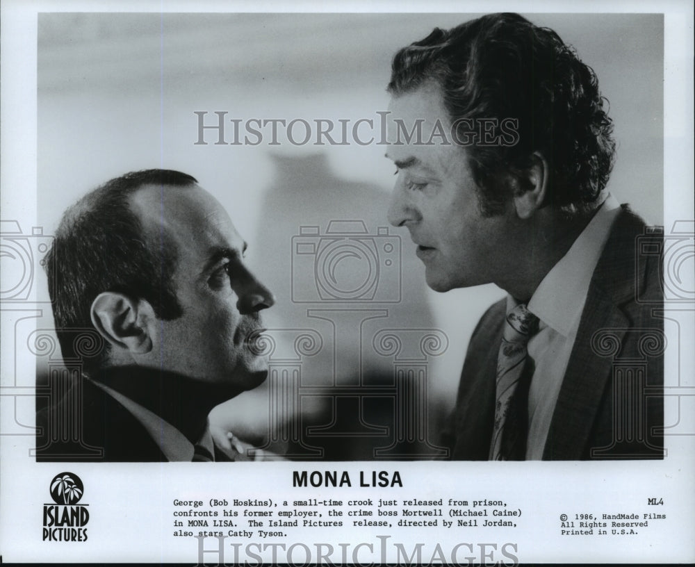 1986, Actor Bob Hoskins, Michael Caine in "Mona Lisa" Movie - Historic Images