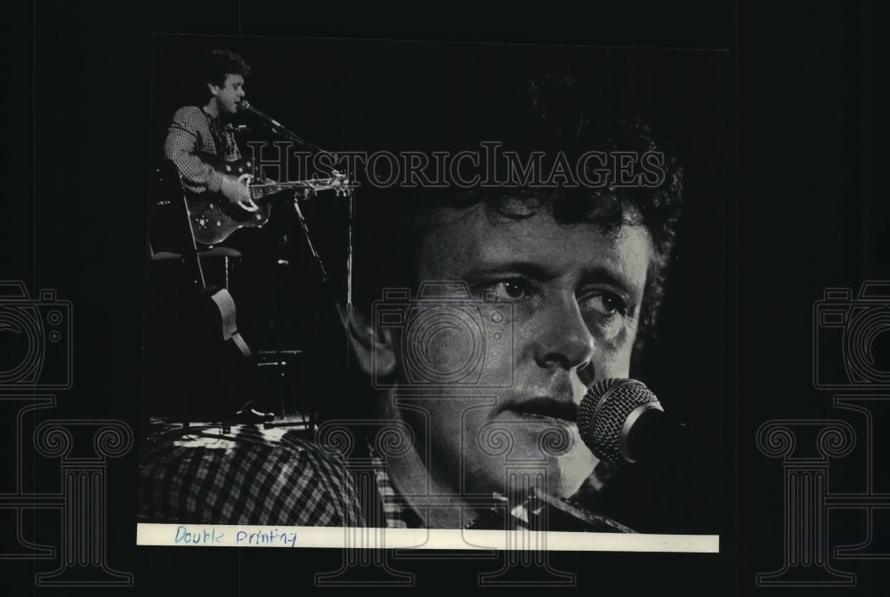 1986 Press Photo Double-printed photograph of Donovan, British pop singer. - Historic Images