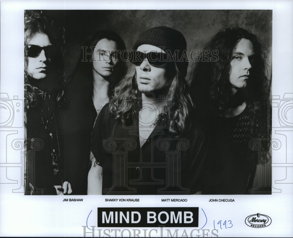 1993 Press Photo Jim Bashaw, Shakky Von Krause &amp; Matt Mercado of Mind Bomb. - Historic Images