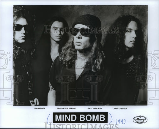 1993 Press Photo Jim Bashaw, Shakky Von Krause & Matt Mercado of Mind Bomb. - Historic Images
