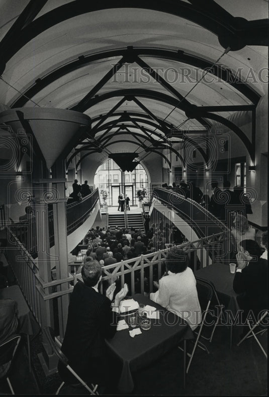 1988, Employees of Johnson Controls at Milwaukee Repertory Theater. - Historic Images