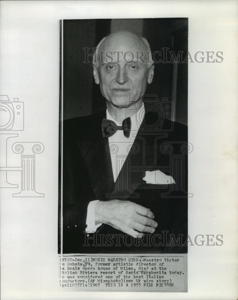 1955, Maestro Victor de Sabata, former artistic director of La Scala. - Historic Images