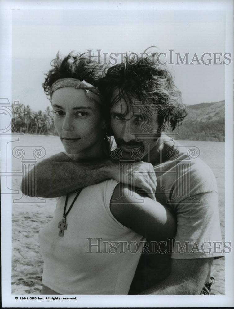 1991, Rachel Ward and Hart Bochner in And the Sea Will Tell, on CBS. - Historic Images