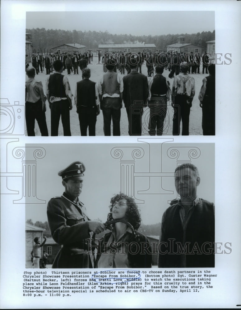 1987, Hartmut Becker, Patti Love &amp; Alan Arkin in Escape from Sobibor. - Historic Images