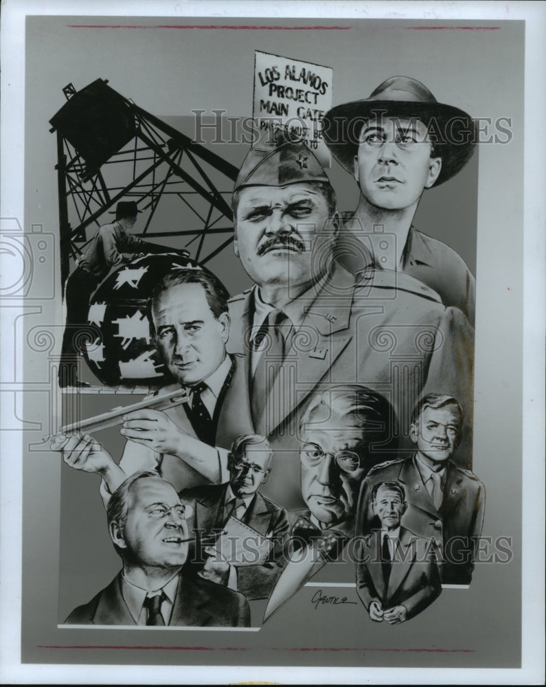 1989 Press Photo Michael Tucker, Brian Dennehy &amp; Hume Cronyn star in Day One.- Historic Images