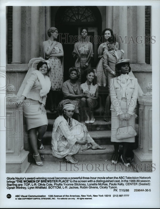 1988 Press Photo Olivia Cole, Phyllis Stickney & cast of Women of Brewster Place - Historic Images