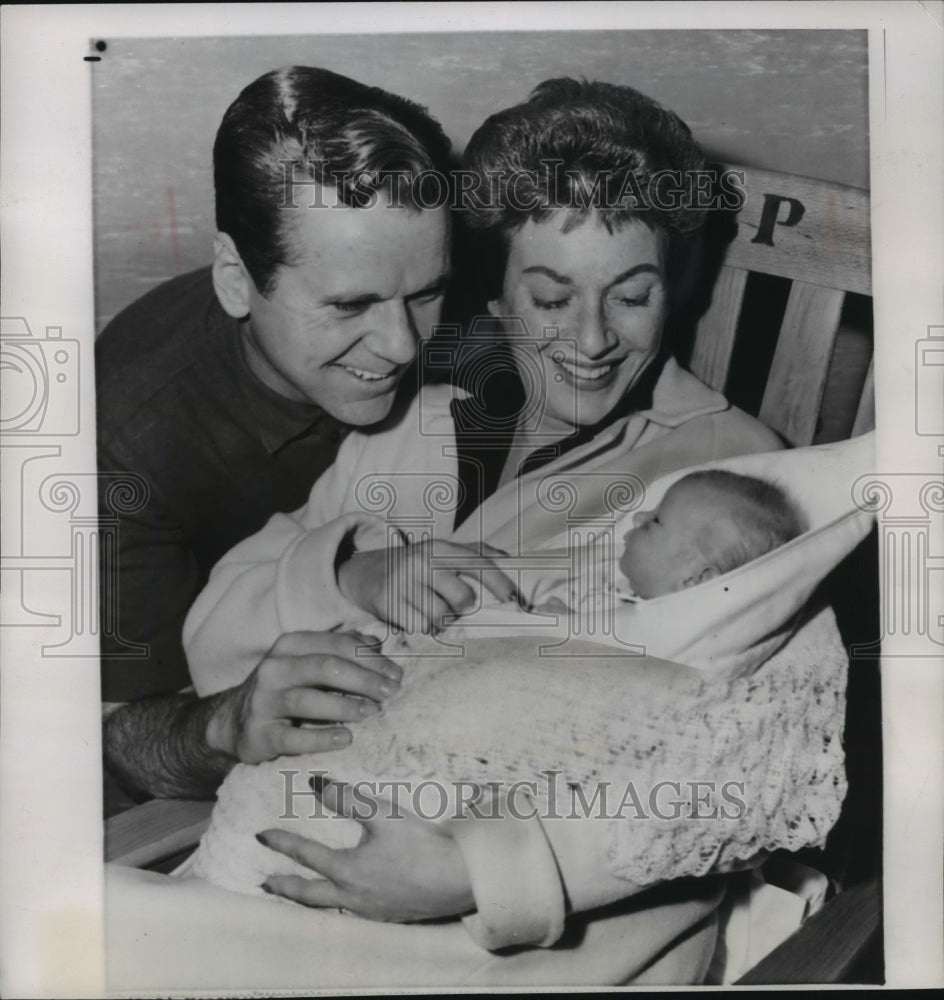 1957 Jackie Cooper, Wife Barbara, Daughter Julie Leaving Hospital-Historic Images