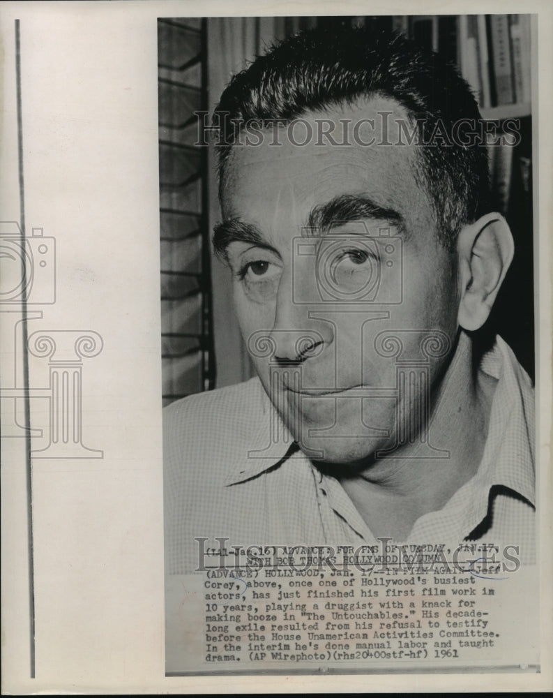 1961 Press Photo Actor Jeff Corey of "The Untouchables" - mjp09957 - Historic Images