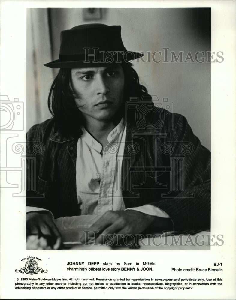 1993, Actor Johnny Depp as Sam in "Benny & Joon" Movie - mjp10015 - Historic Images