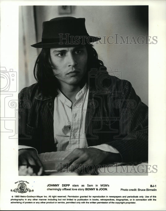 1993, Actor Johnny Depp as Sam in "Benny & Joon" Movie - mjp10015 - Historic Images