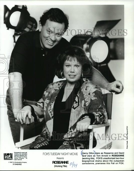 1994 Press Photo Denny Dillon, David Graf for "Roseanne" Biographical Drama FOX - Historic Images
