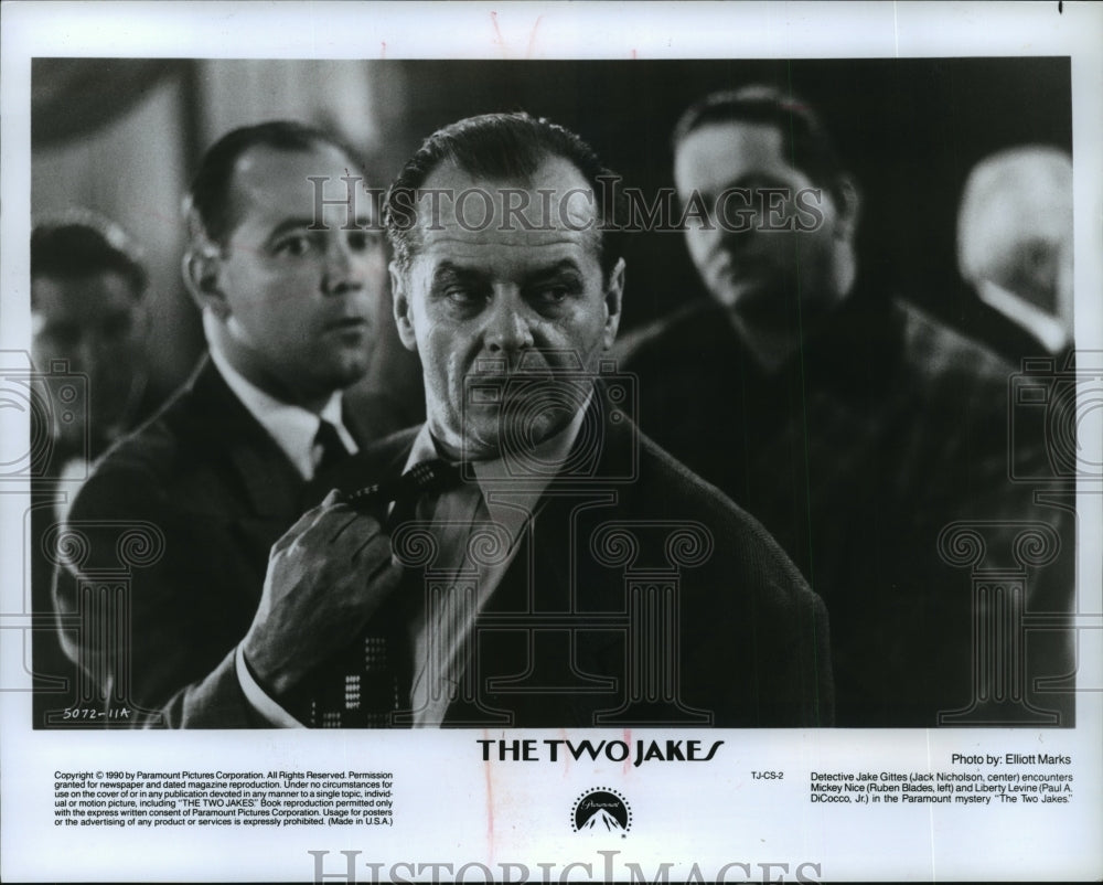 1990 Press Photo Actor Jack Nicholson, Ruben Blades in "The Two Jakes" Movie - Historic Images