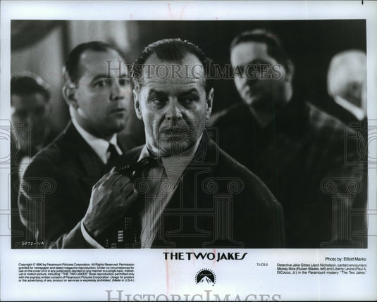 1990 Press Photo Actor Jack Nicholson, Ruben Blades in "The Two Jakes" Movie - Historic Images