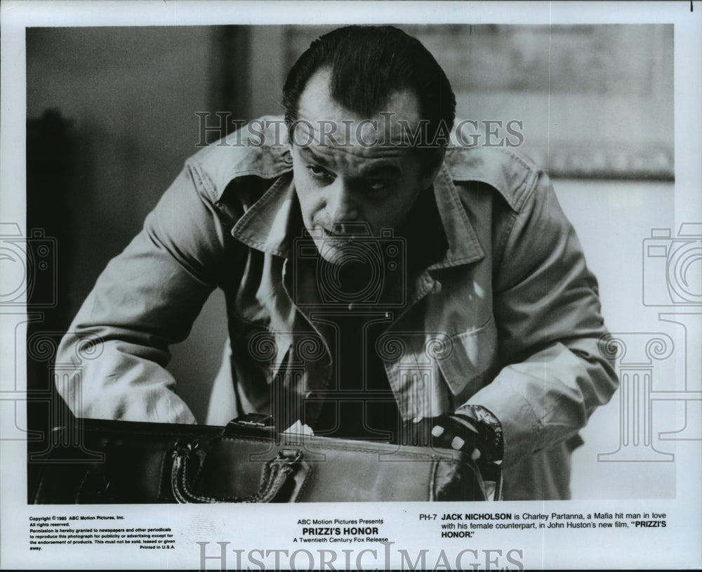 1985, Actor Jack Nicholson as Charley Partanna in "Prizzi's Honor" - Historic Images