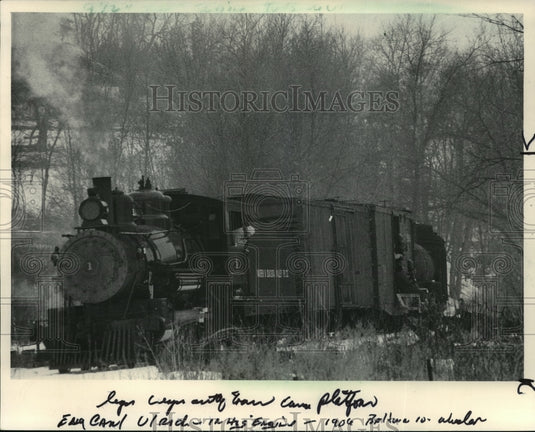 1984 Press Photo Carl Ulrich 1906 Baldwin train during filming of Mrs. Soffel. - Historic Images