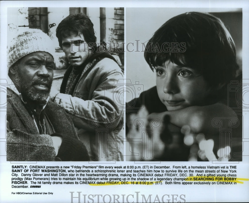 1994 Press Photo &quot;The Saint of Fort Washington&quot; &amp; &quot;Searching for Bobby Fischer&quot; - Historic Images