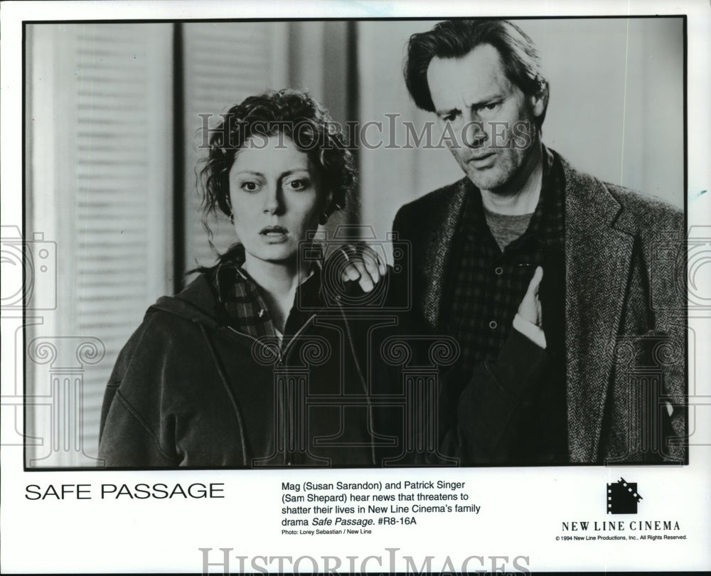1994 Press Photo Actress Susan Sarandon, Sam Shepard in &quot;Safe Passage&quot; Movie- Historic Images