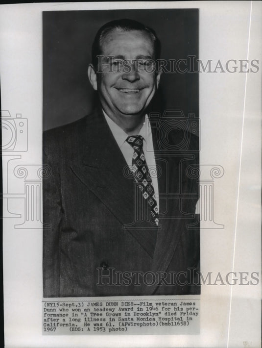 1953, Actor James Dunn of "A Tree Grows in Brooklyn" - mjp10469 - Historic Images