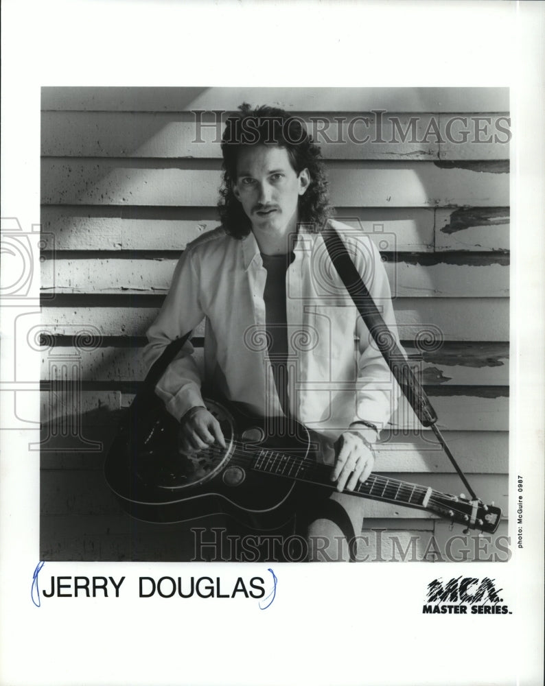 1987 Press Photo Jerry Douglas, resonator guitar &amp; lap steel player and producer - Historic Images