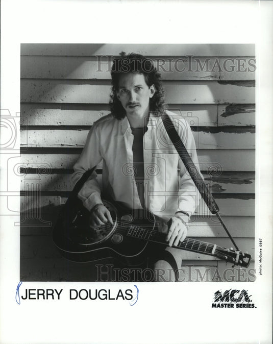 1987 Press Photo Jerry Douglas, resonator guitar & lap steel player and producer - Historic Images