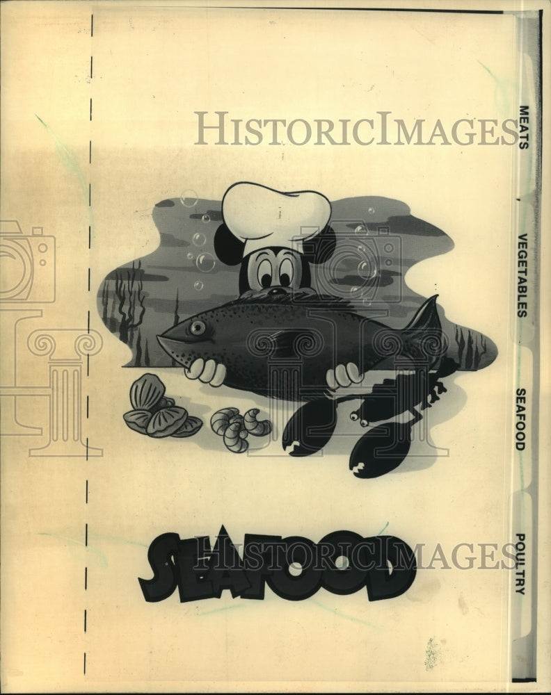 1986 Press Photo Walt Disney character Mickey Mouse on a cookbook. - mjp10576 - Historic Images
