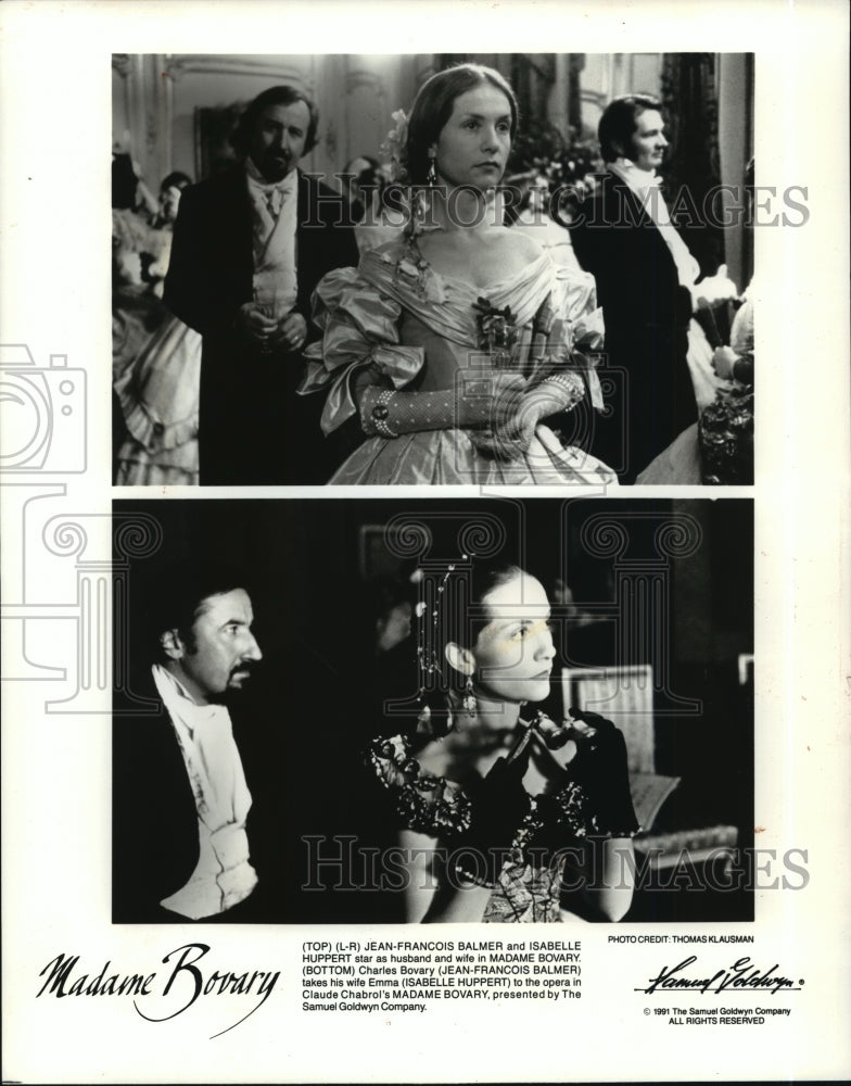 1991 Press Photo Isabelle Huppert and Jean-Francois Balmer in Madame Bovary. - Historic Images