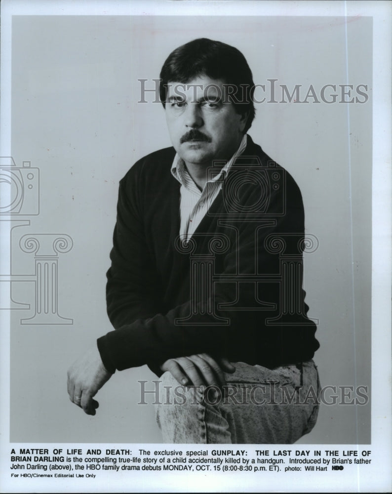 1990 Press Photo John Darling on Gunplay: The Last in the Life of Brian Darling. - Historic Images