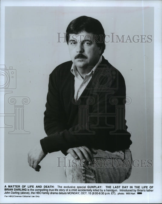 1990 Press Photo John Darling on Gunplay: The Last in the Life of Brian Darling. - Historic Images