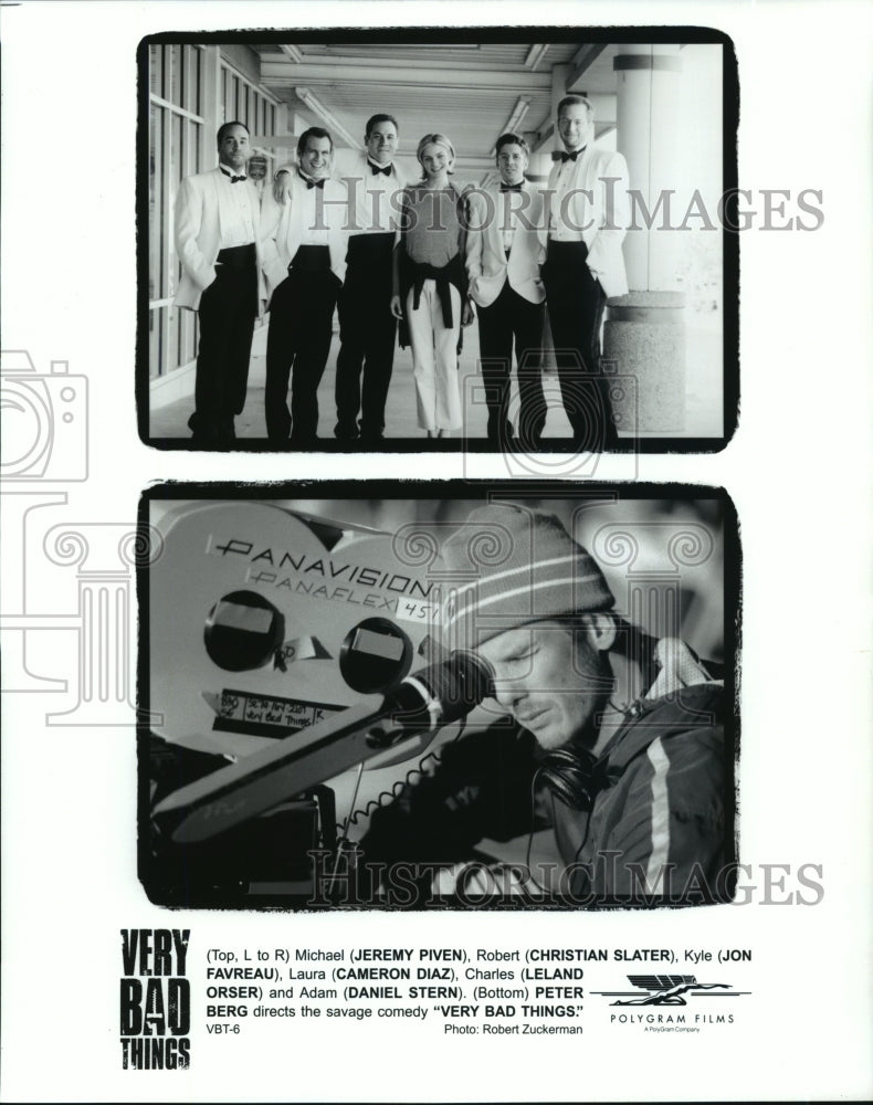 1998 Press Photo Jeremy Piven, Daniel Stern &amp; Cameron Diaz in Very Bad Things. - Historic Images
