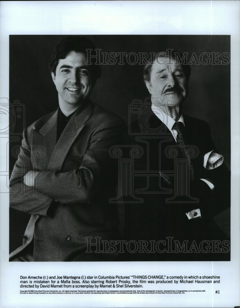 1988, Joe Mantegna and Don Ameche star in Things Change. - mjp11049 - Historic Images