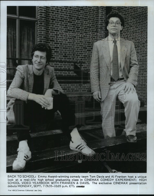 1987, Tom Davis, Al Franken, Hosts for "Cinemax Comedy Experiment" - Historic Images