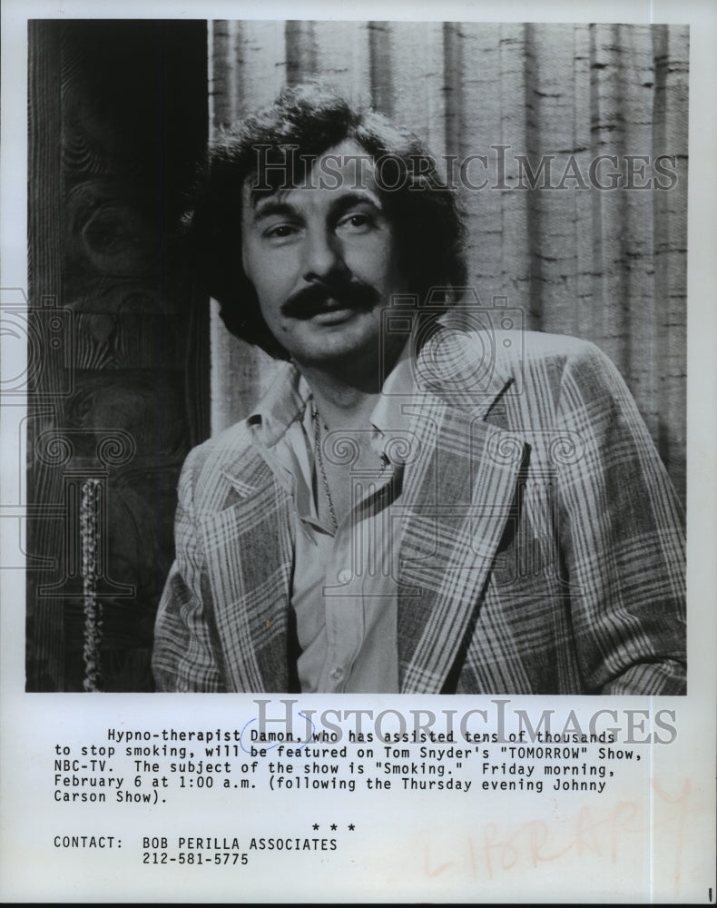 1976 Press Photo Hypnotherapist Damon for Tom Snyder's "Tomorrow" NBC TV - Historic Images