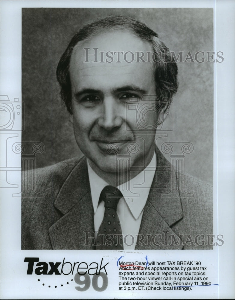 1990 Press Photo Morton Dean hosts Tax Break '90, on PBS. - mjp11176 - Historic Images